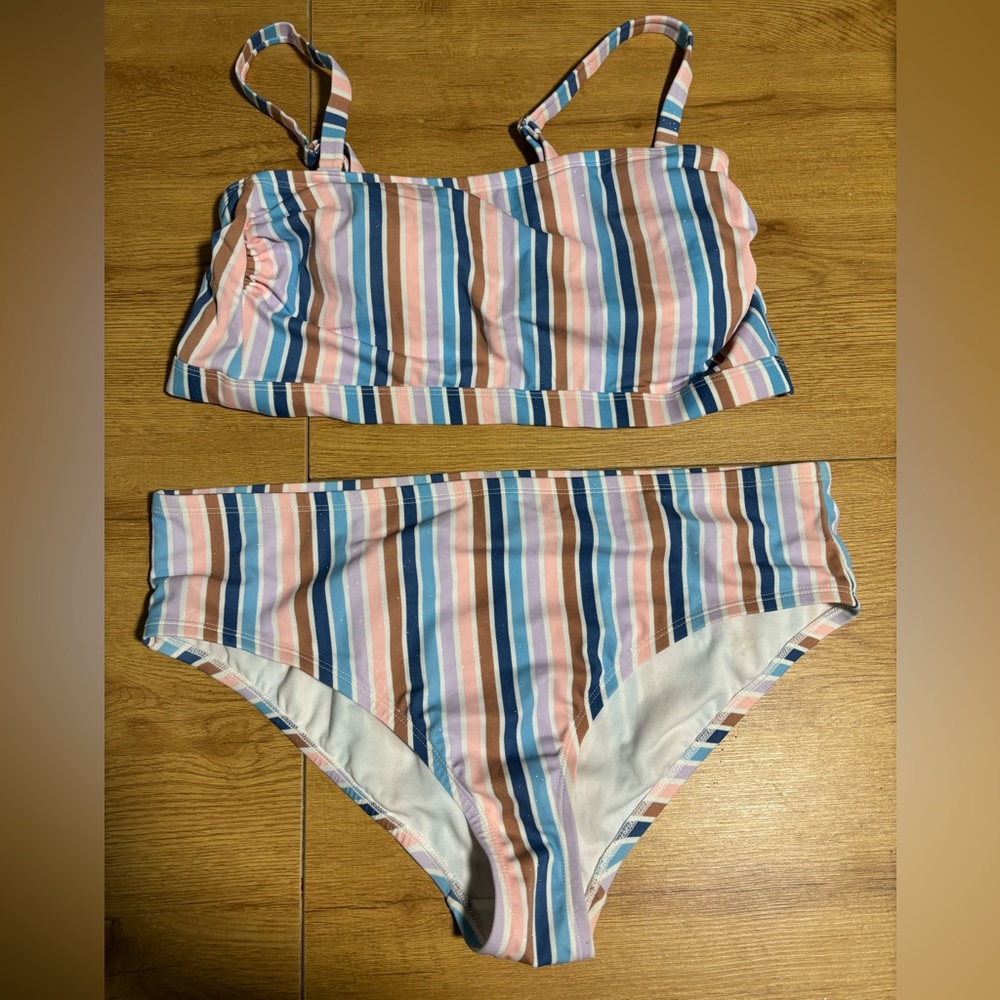 Xhilaration Pink and Blue Striped Bikini